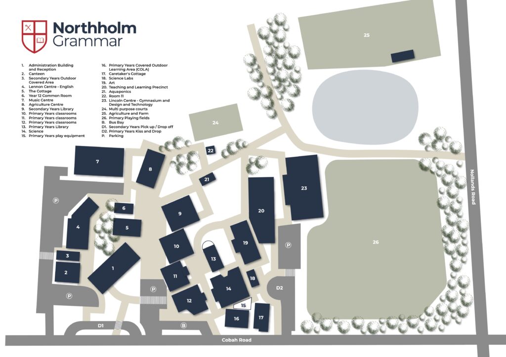 Map of Northholm Grammar Campus in 2024