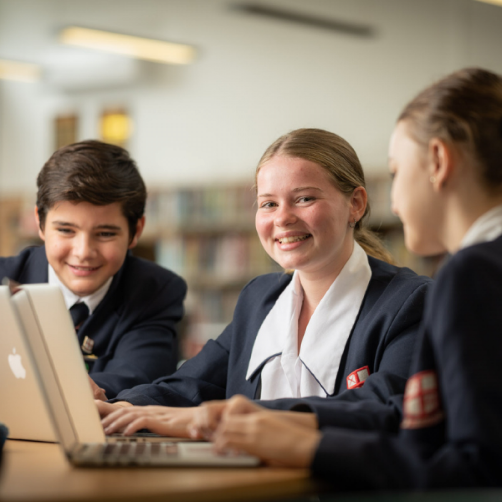 Secondary students studying in the library at Northholm