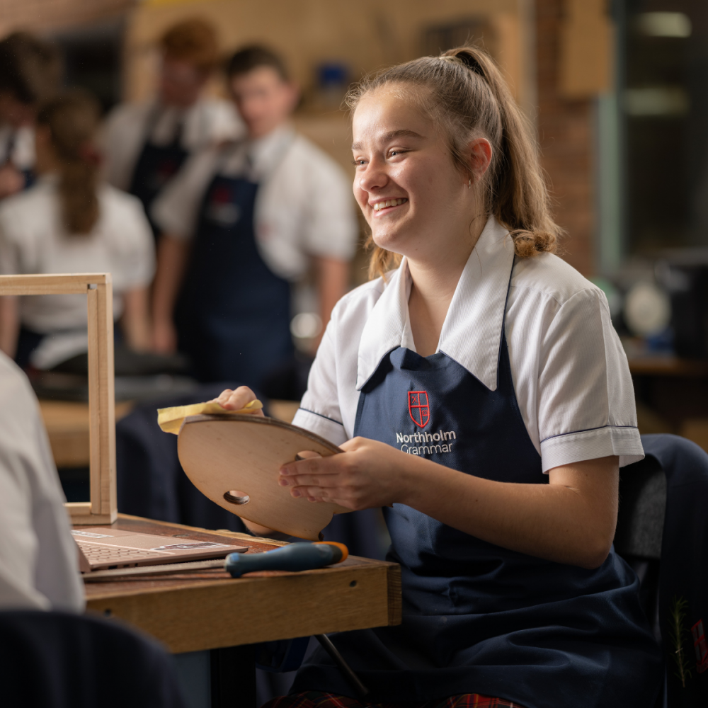 Northholm student doing woodwork